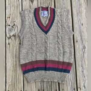Vintage DEPOE BAY DRY GOODS Collegiate Stripe V Neck Pullover Sweater Vest S M